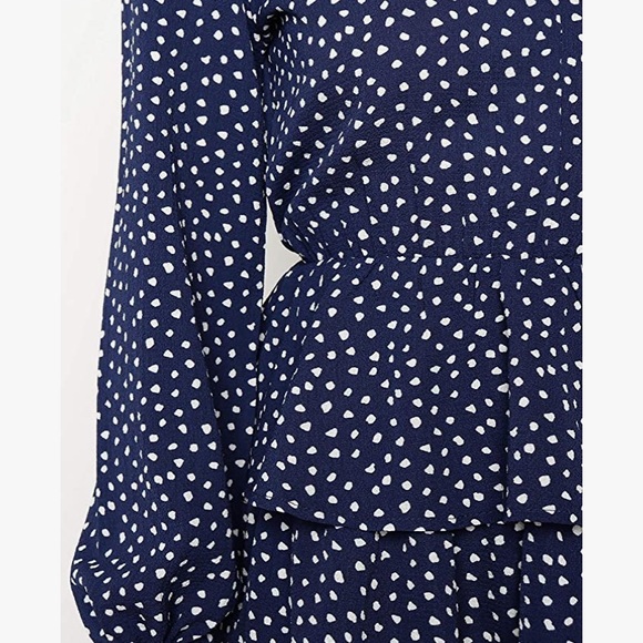 Navy and White Keyhole Ruffle Skirt Mini Dress - Picture 5 of 11